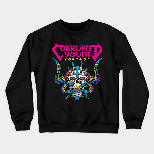 Corrupted Youth Podcast Space Demon Crewneck Sweatshirt by Gridcurrent